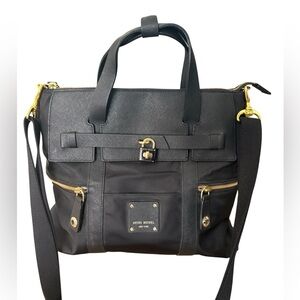 HENRI BENDEL large Jetsetter Three Way Tote/Shoulder/Backpack Black Nylon